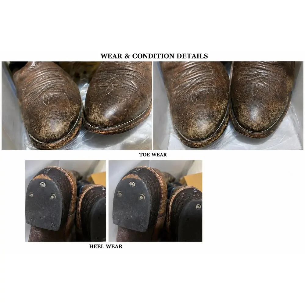 Vintage Nocona Cowboy Boots Men’s 11D USA Brown Black Leather Western Stitch